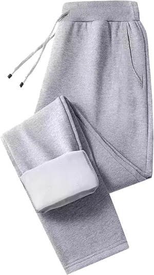 Womens Fleece Lined Pants Wide Leg Elastic Waist Sweatpants Fashion Line Loose Pants Fall Casual Basic High Waisted