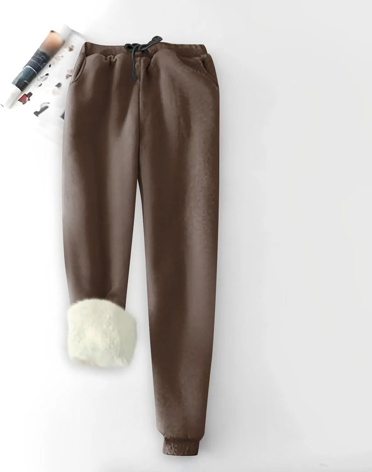 Women's Fleece Lined Sweatpants Winter Warm Sherpa Lined Athletic Sweatpants Thermal Jogger Fleece Pants with Pocket