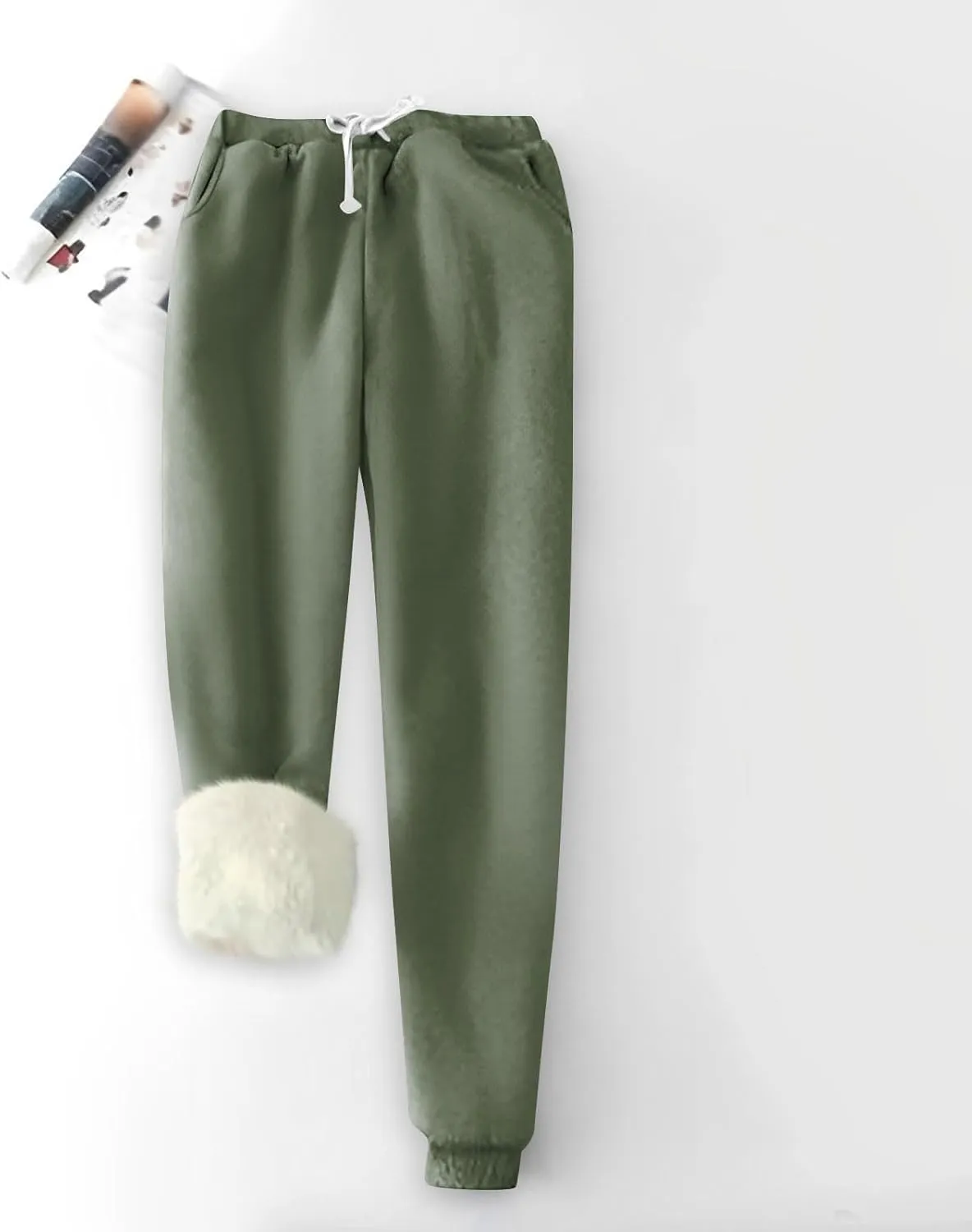 Women's Fleece Lined Sweatpants Winter Warm Sherpa Lined Athletic Sweatpants Thermal Jogger Fleece Pants with Pocket