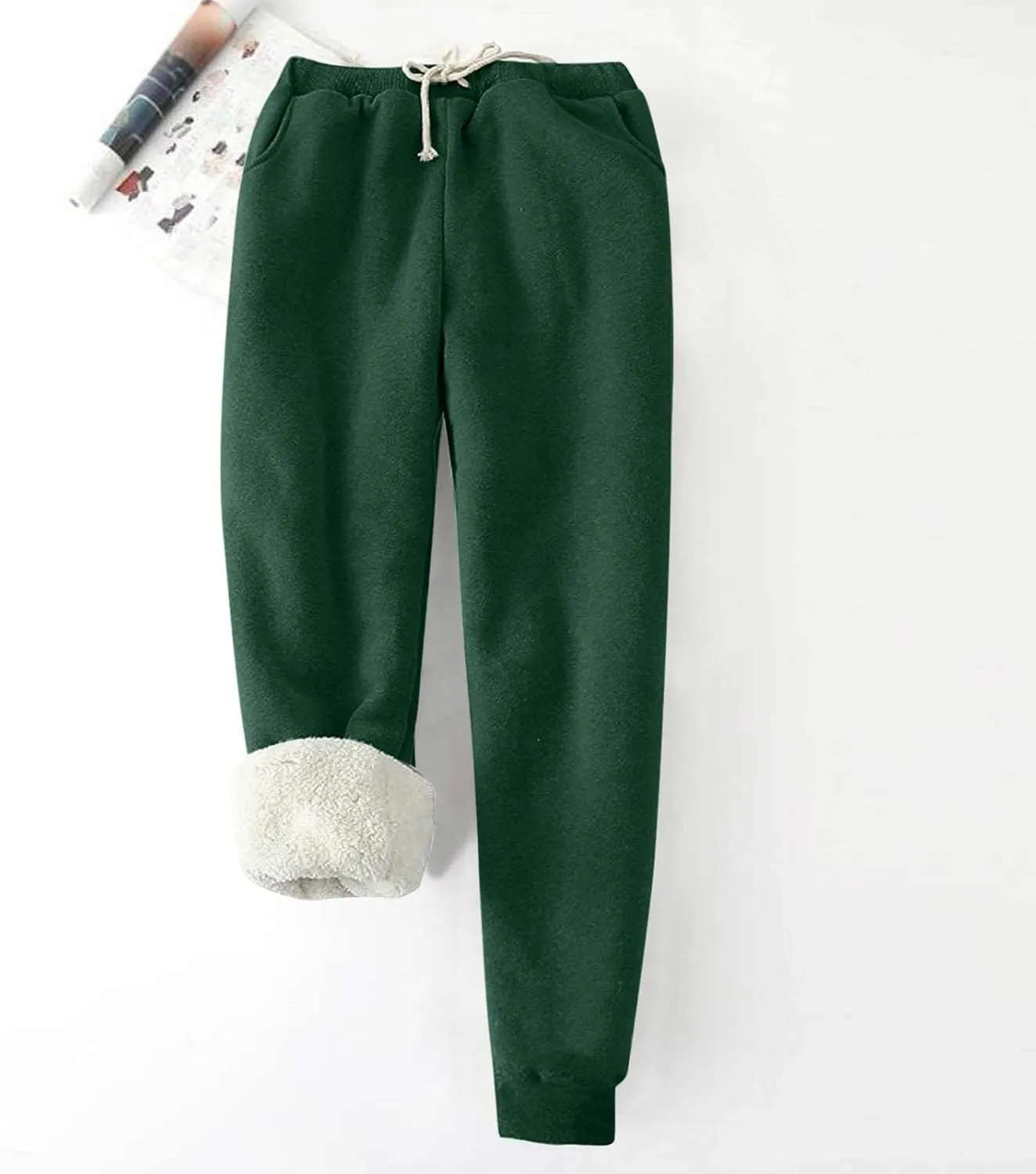 Women's Fleece Lined Sweatpants Winter Warm Sherpa Lined Athletic Sweatpants Thermal Jogger Fleece Pants with Pocket