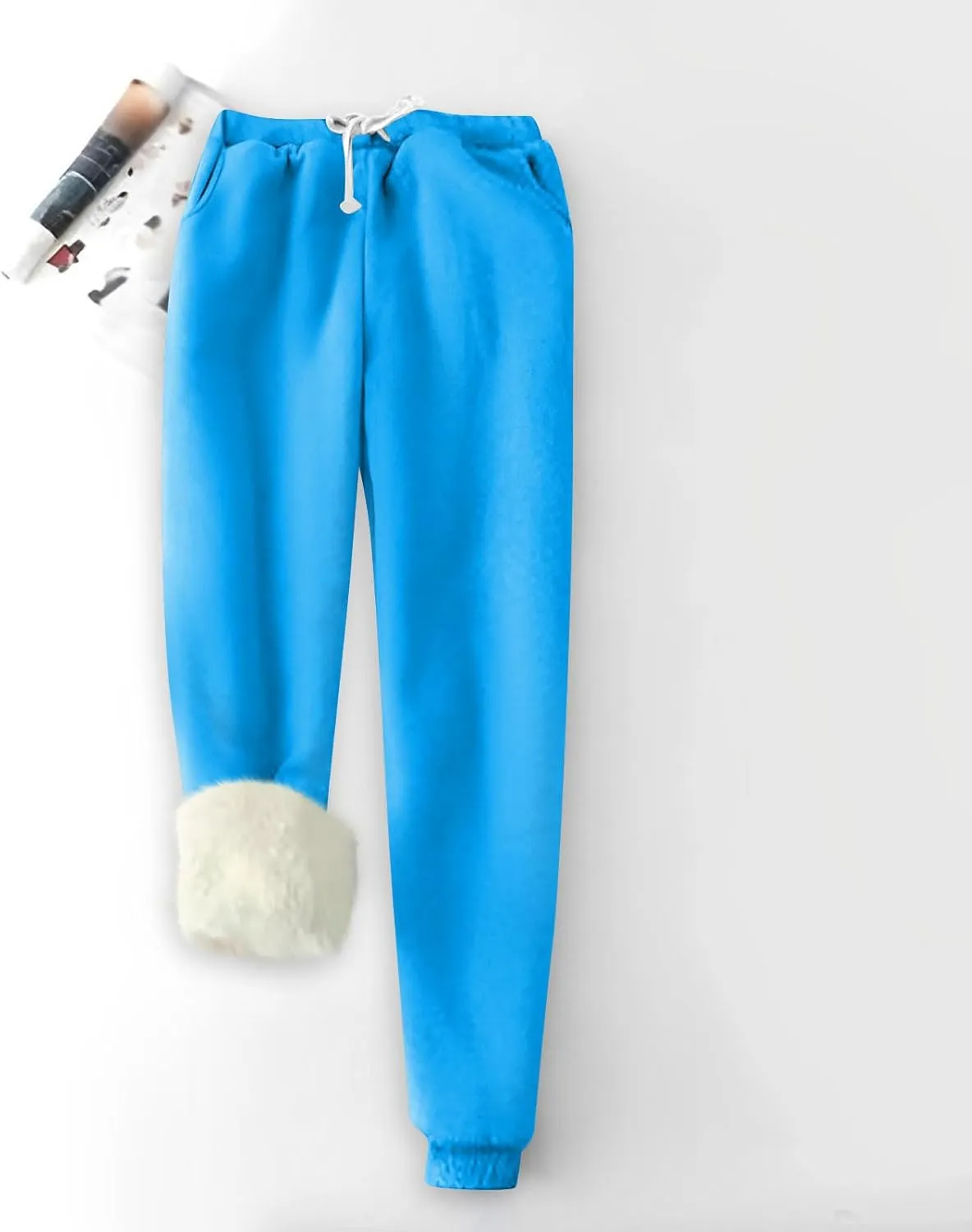Women's Fleece Lined Sweatpants Winter Warm Sherpa Lined Athletic Sweatpants Thermal Jogger Fleece Pants with Pocket
