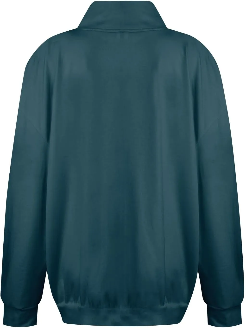 Women's French Terry Sweatshirt Fashion Solid Color Long Sleeve Loose Slit Half Turtleneck Sweatshirt Top, S-3XL