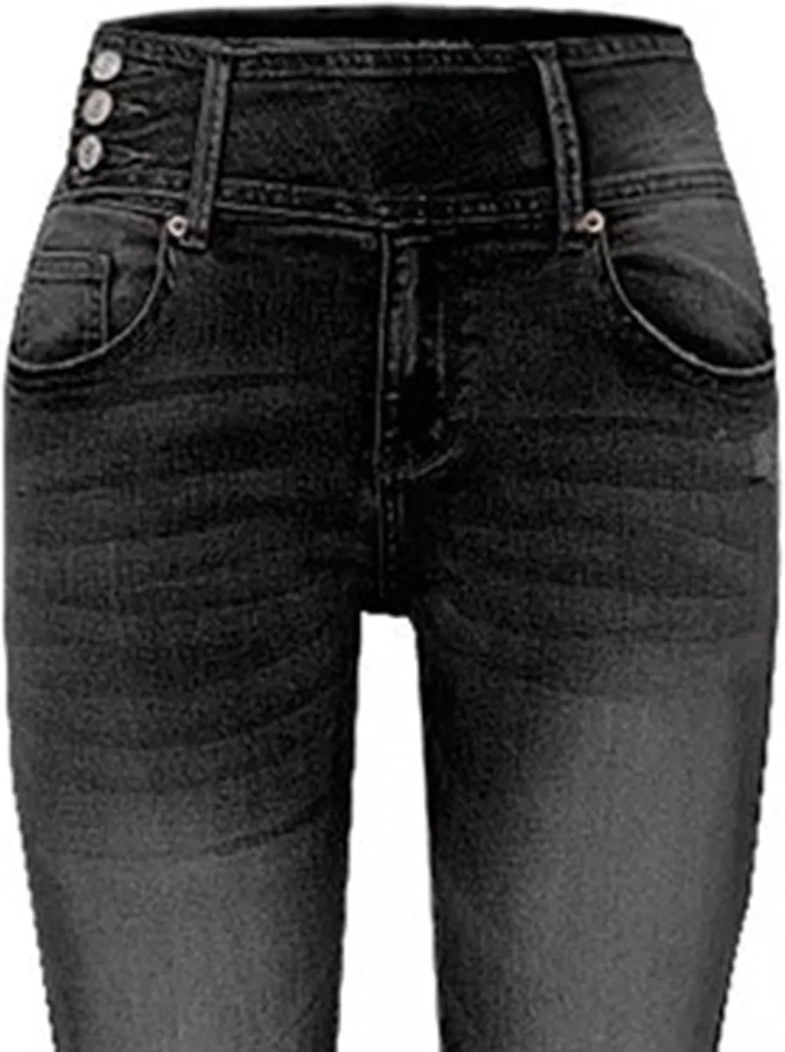 Women's Fringe Washed Bootleg Jeans Ripped Flare Low Rise Fitted Denim Pants Classic Stretch Curvy Bootcut Jeans