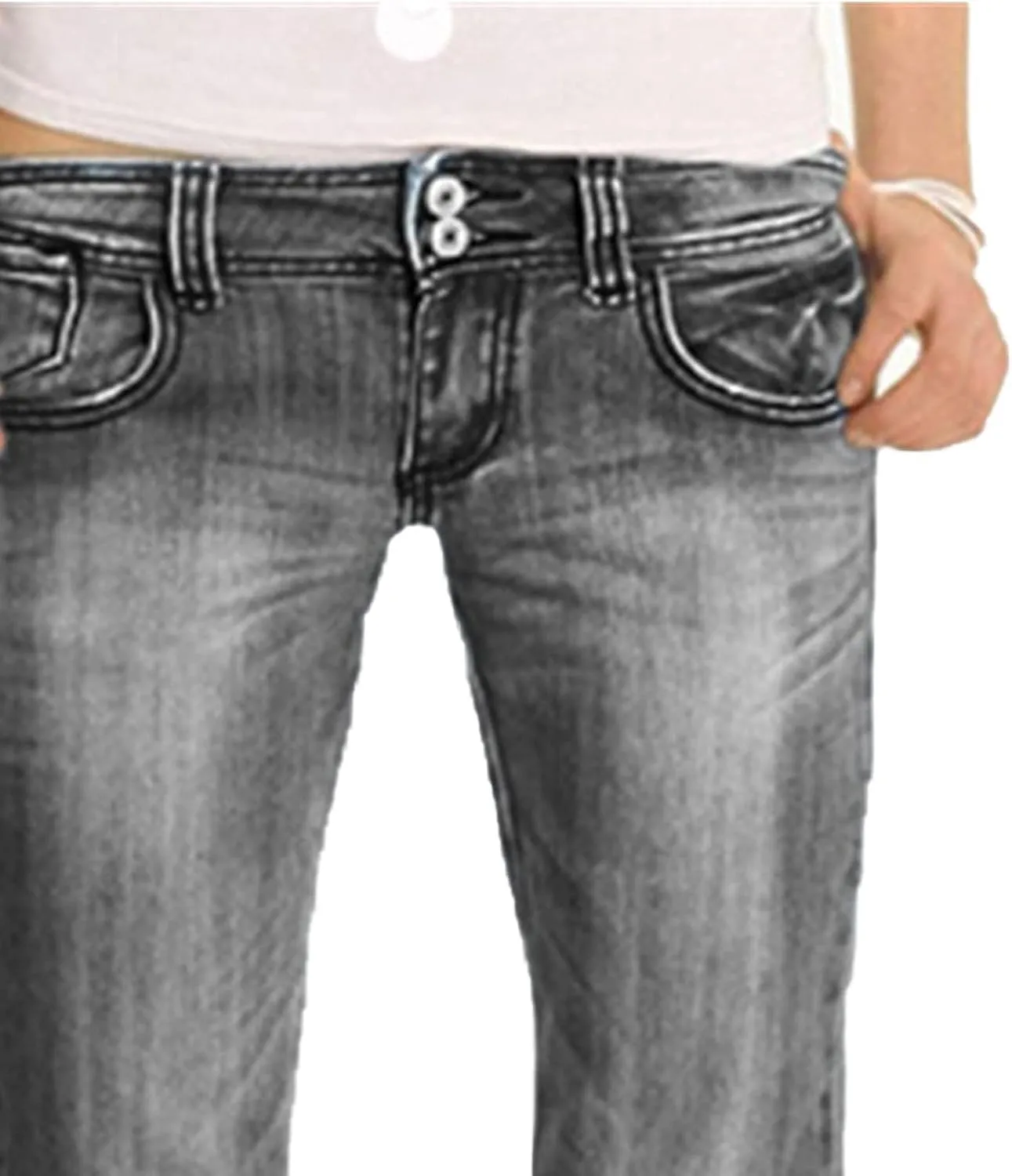 Women's Fringe Washed Bootleg Jeans Ripped Flare Low Rise Fitted Denim Pants Classic Stretch Curvy Bootcut Jeans