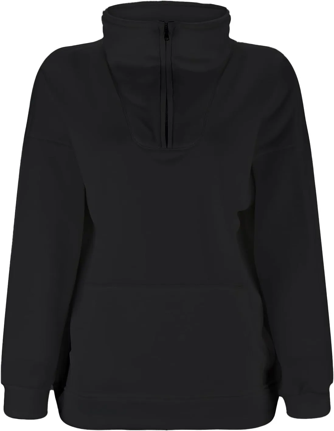 Women's Half Zip Sweatshirt No Hood Casual Long Sleeve Stand Collar Quarter Zip Pullover Fall Shirts Tops