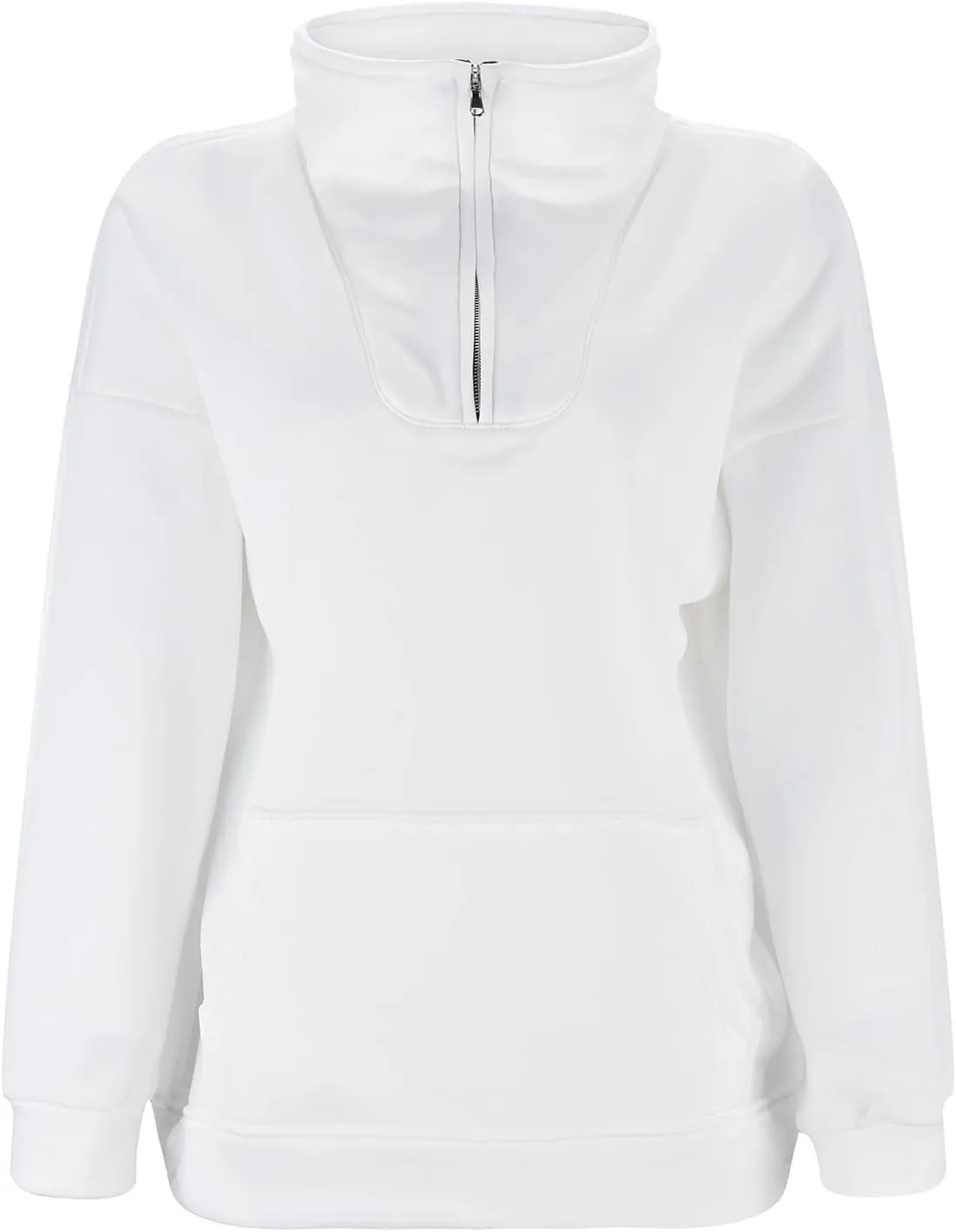 Women's Half Zip Sweatshirt No Hood Casual Long Sleeve Stand Collar Quarter Zip Pullover Fall Shirts Tops