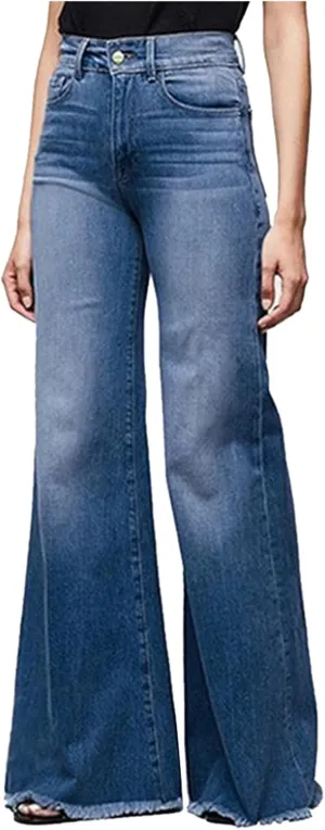 Women's High Waist Baggy Jeans Wide Leg Denim Jeans Flap Pocket Side Jeans Straight Casual Loose Trousers Classic Streetwear, navy, 4X-Large