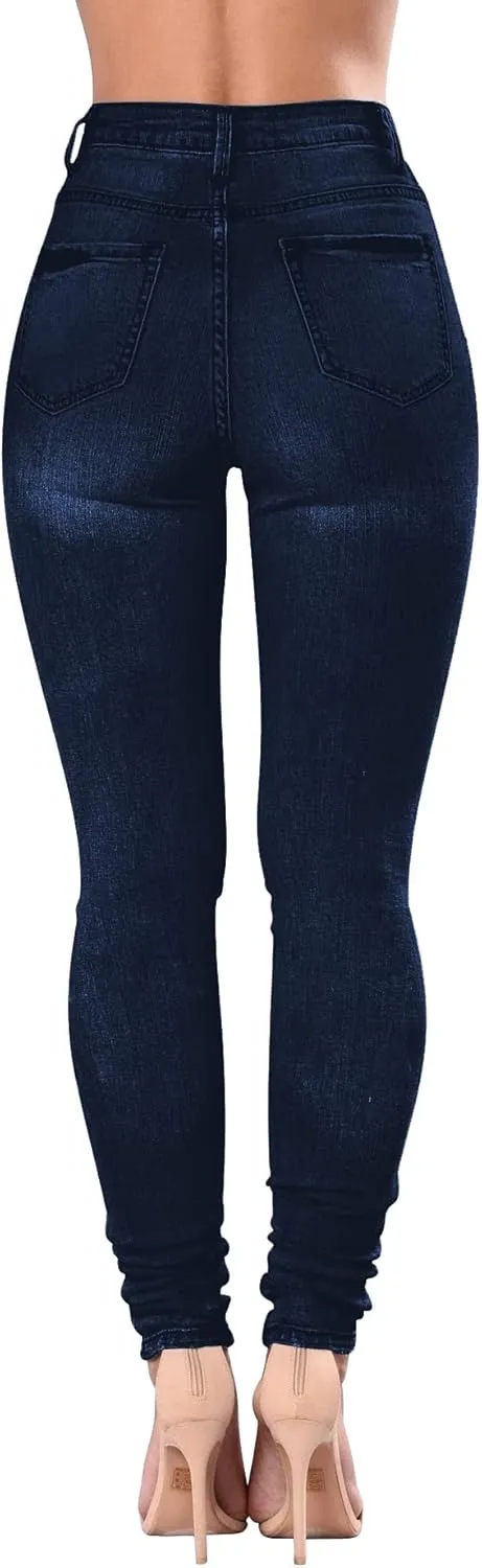 Women's High Waisted Jeans for Women Distressed Stretch Jeans for Women Ripped Butt Lift Jeans Denim Pants
