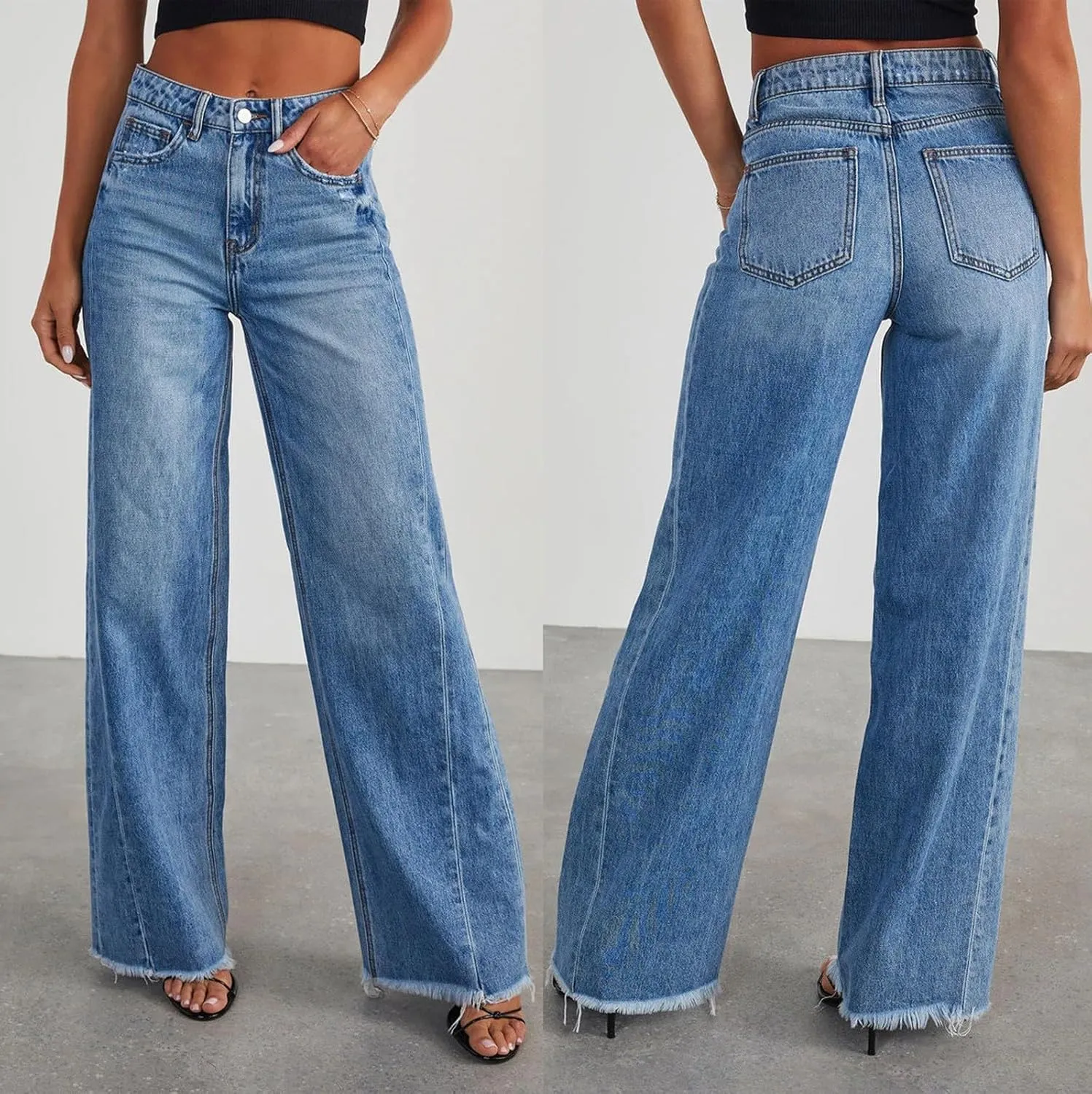 Womens Jeans Stretchy Jeans for Women Womens Pants High or Mid Waisted Jeans for Women Womens Wide Leg Pants