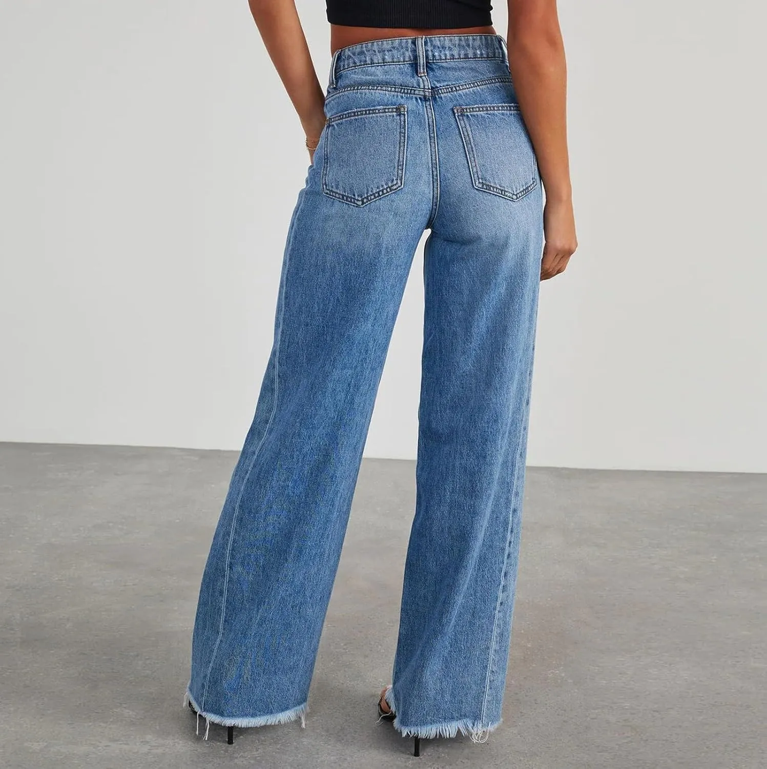Womens Jeans Stretchy Jeans for Women Womens Pants High or Mid Waisted Jeans for Women Womens Wide Leg Pants