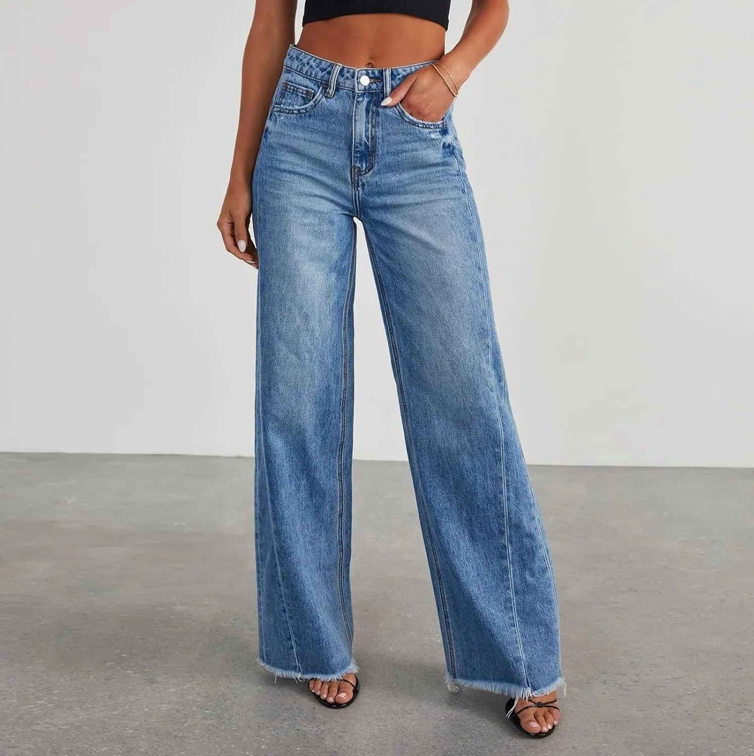 Womens Jeans Stretchy Jeans for Women Womens Pants High or Mid Waisted Jeans for Women Womens Wide Leg Pants