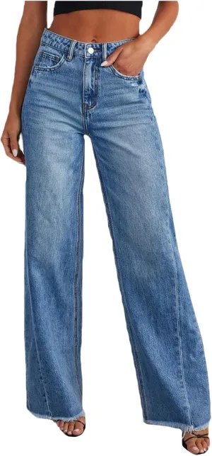 Womens Jeans Stretchy Jeans for Women Womens Pants High or Mid Waisted Jeans for Women Womens Wide Leg Pants