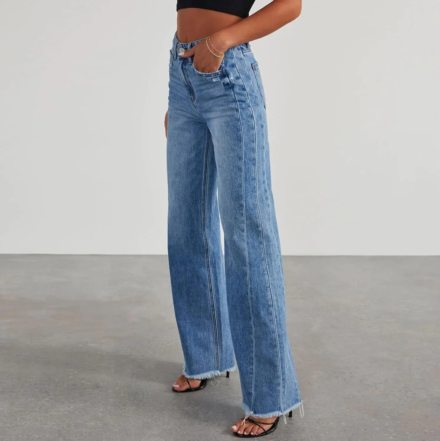 Womens Jeans Stretchy Jeans for Women Womens Pants High or Mid Waisted Jeans for Women Womens Wide Leg Pants