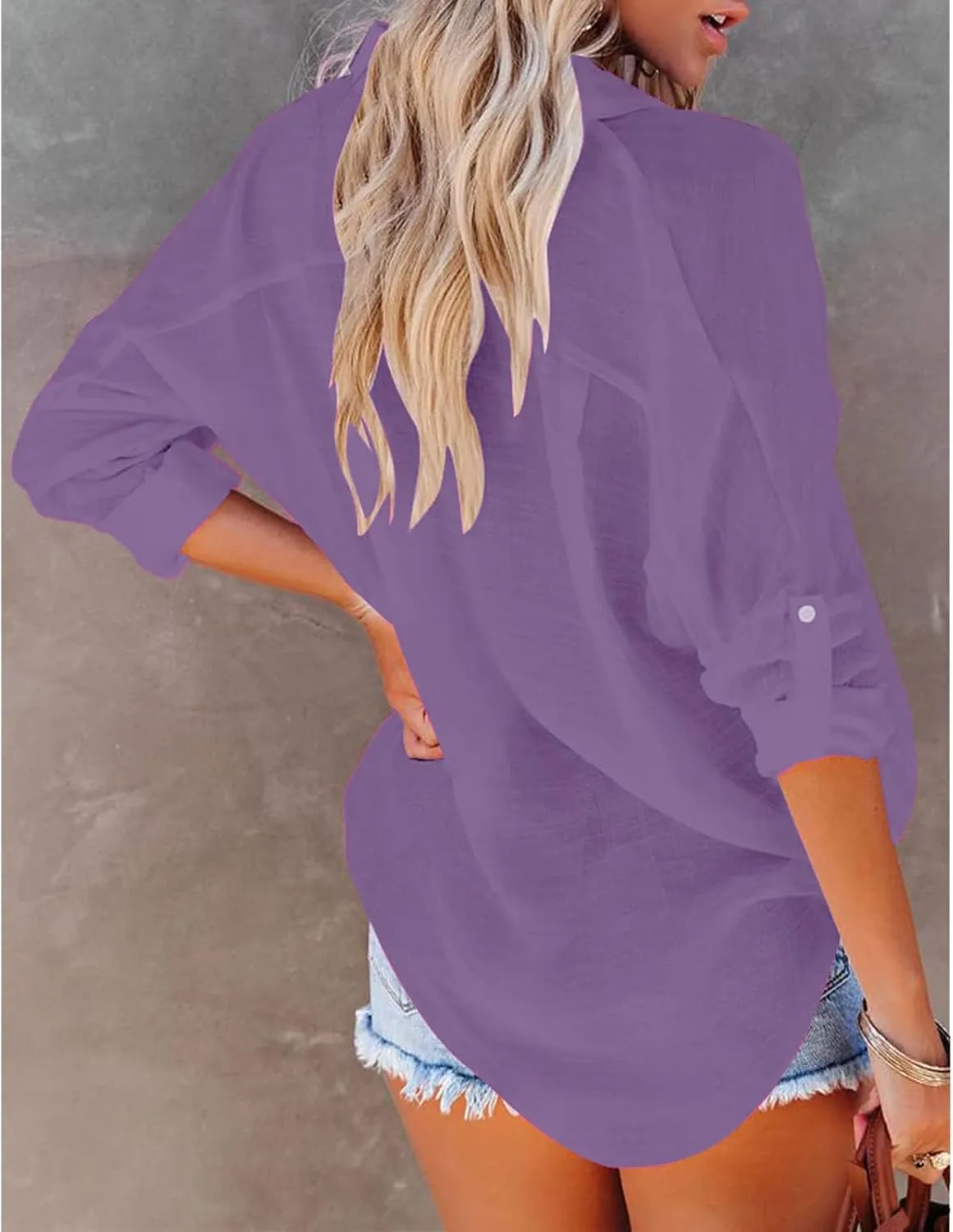 Womens Linen Button Down Shirts Casual Short Sleeve Top V Neck Collared Tunic Tops Summer Beach Blouses with Pockets