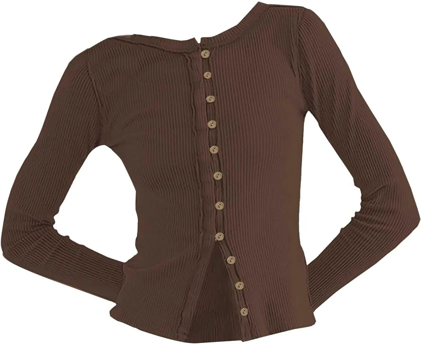 Womens Open Front Button Up Cropped Cardigan Ribbed Knit Long Sleeve Shirt Casual Solid Crop Top Cardigan Sweaters