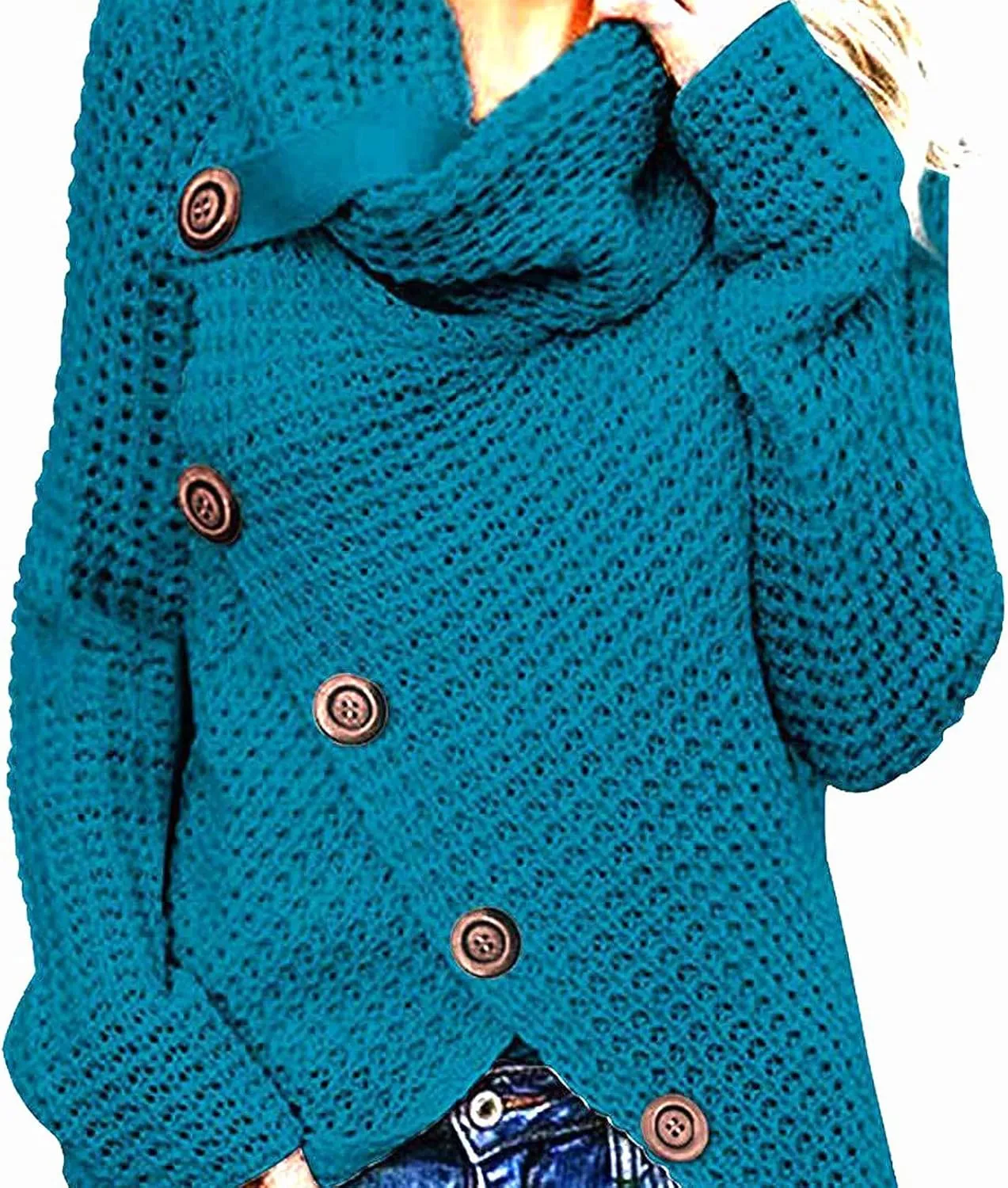 Women's Oversized Turtleneck Spilt Casual Loose Button Knit Tunic Pullover Sweater Blouse Tops 2024 Fall Outfits