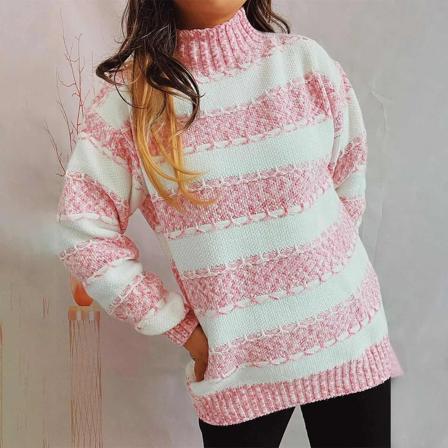 Women's Oversized Turtleneck Sweaters Comfy Long Sleeve Jumper Ribbed Knit Pullover Daily Tops 2024 Fall Outfits