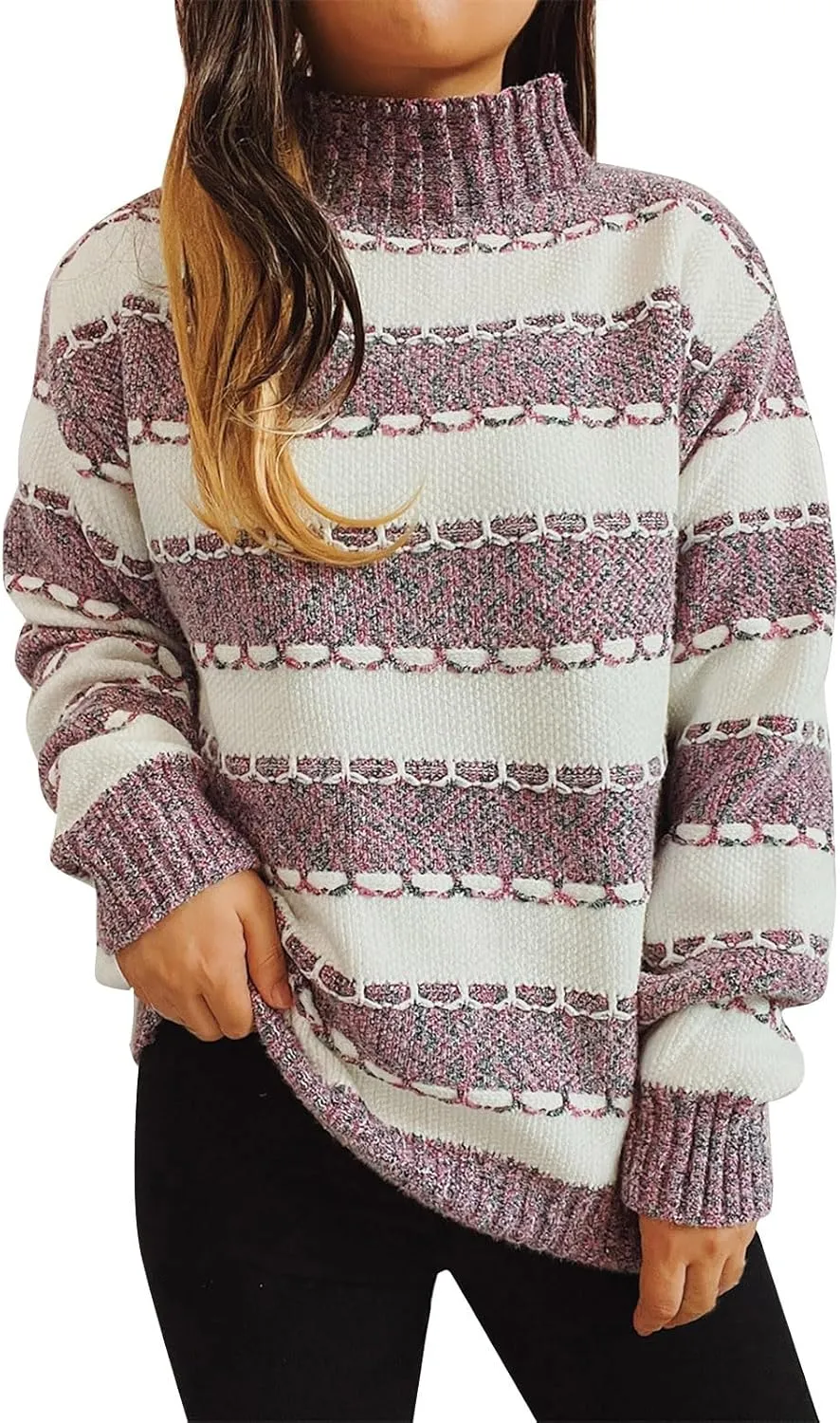 Women's Oversized Turtleneck Sweaters Comfy Long Sleeve Jumper Ribbed Knit Pullover Daily Tops 2024 Fall Outfits