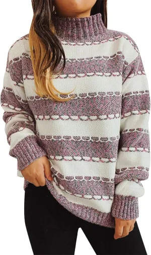 Women's Oversized Turtleneck Sweaters Comfy Long Sleeve Jumper Ribbed Knit Pullover Daily Tops 2024 Fall Outfits