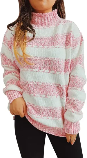 Women's Oversized Turtleneck Sweaters Comfy Long Sleeve Jumper Ribbed Knit Pullover Daily Tops 2024 Fall Outfits