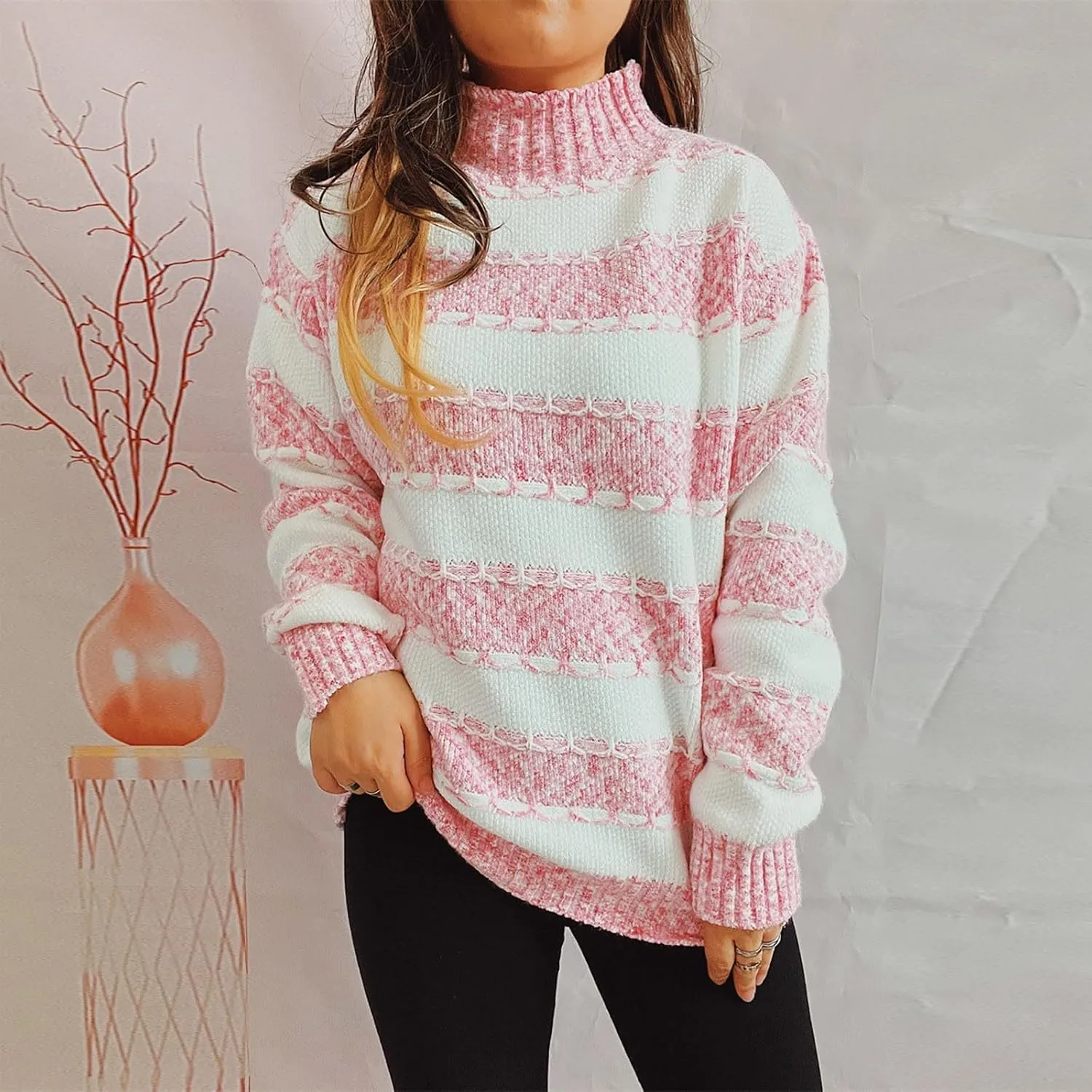 Women's Oversized Turtleneck Sweaters Comfy Long Sleeve Jumper Ribbed Knit Pullover Daily Tops 2024 Fall Outfits