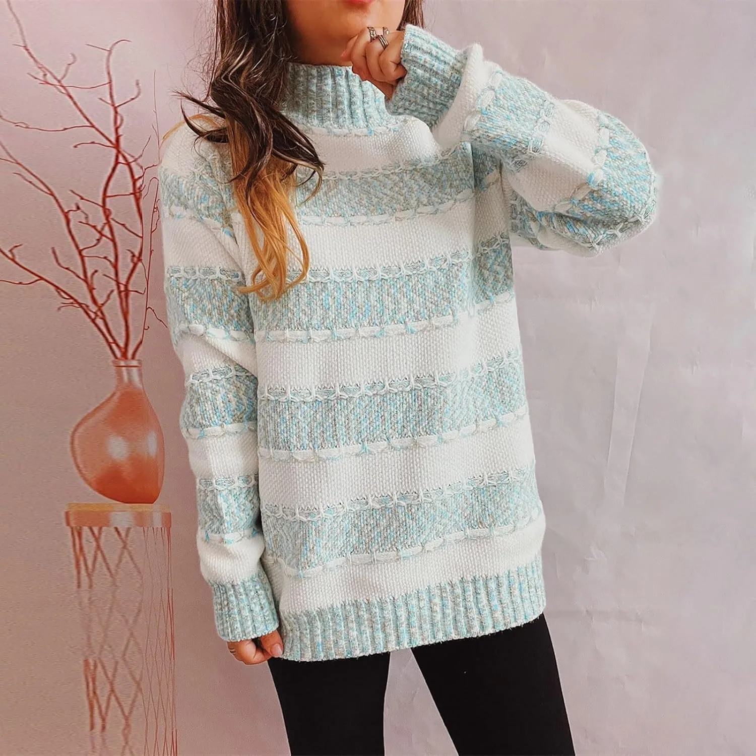 Women's Oversized Turtleneck Sweaters Comfy Long Sleeve Jumper Ribbed Knit Pullover Daily Tops 2024 Fall Outfits