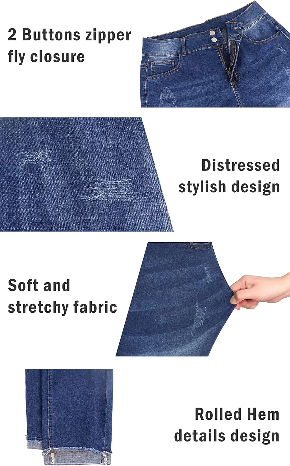 Womens Plus Size Skinny Jeans High Waisted Stretchy Classic Ankle Jean