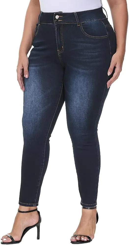 Womens Plus Size Skinny Jeans High Waisted Stretchy Classic Ankle Jean