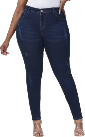 Womens Plus Size Skinny Jeans High Waisted Stretchy Classic Ankle Jean