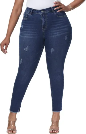 Womens Plus Size Skinny Jeans High Waisted Stretchy Classic Ankle Jean
