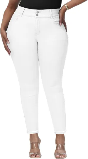 Womens Plus Size Skinny Jeans High Waisted Stretchy Classic Ankle Jean