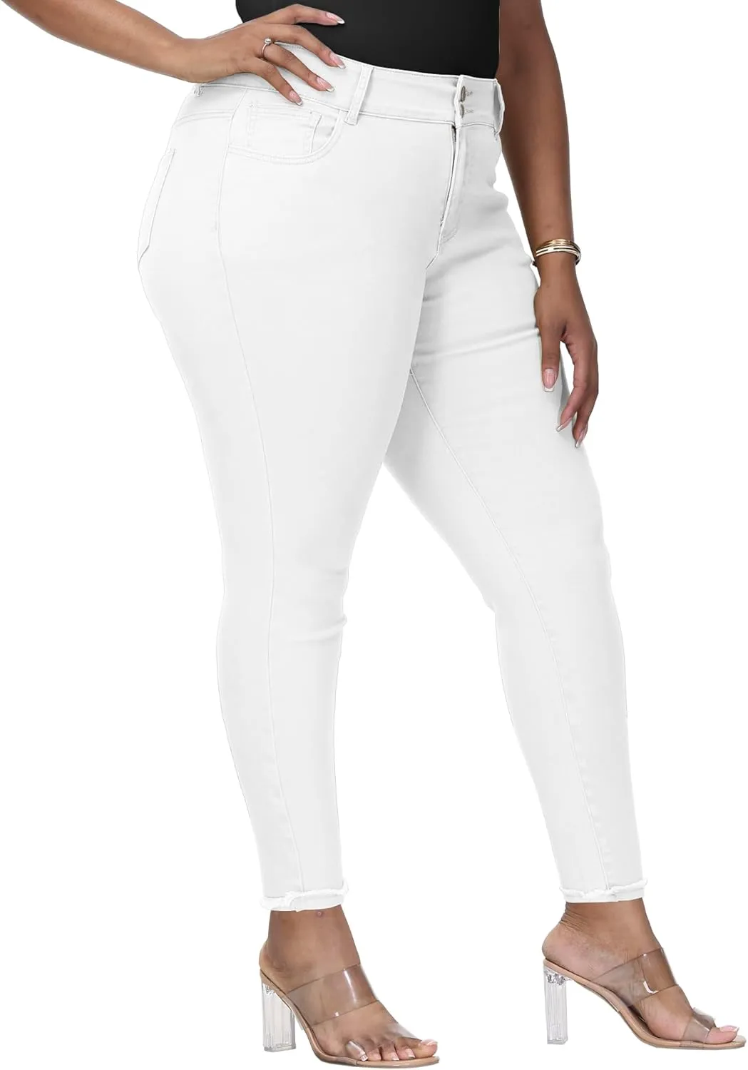 Womens Plus Size Skinny Jeans High Waisted Stretchy Classic Ankle Jean