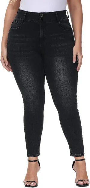 Womens Plus Size Skinny Jeans High Waisted Stretchy Classic Ankle Jean