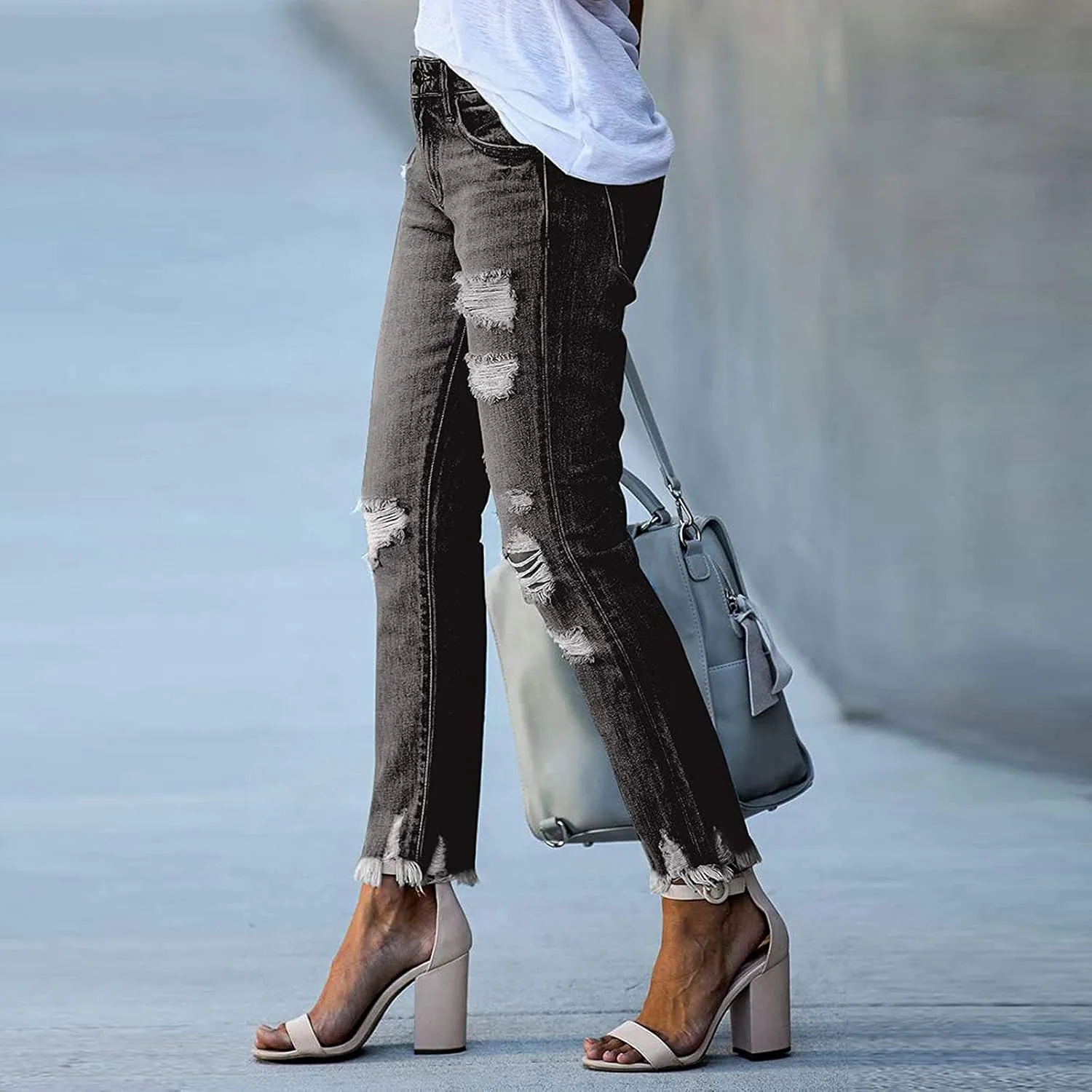 Women's Skinny Jeans High Waist Stretchy Ripped Jeans Boyfriend Jeans Distressed Denim Pants