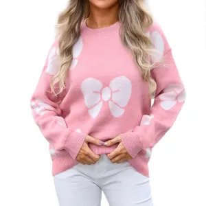 Women's Striped Sweater 2024 Long Sleeve Fall Round Neck Pullover Knit Tops Cute Casual Oversized Casual Y2K Clothes