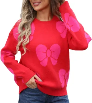 Women's Striped Sweater 2024 Long Sleeve Fall Round Neck Pullover Knit Tops Cute Casual Oversized Casual Y2K Clothes