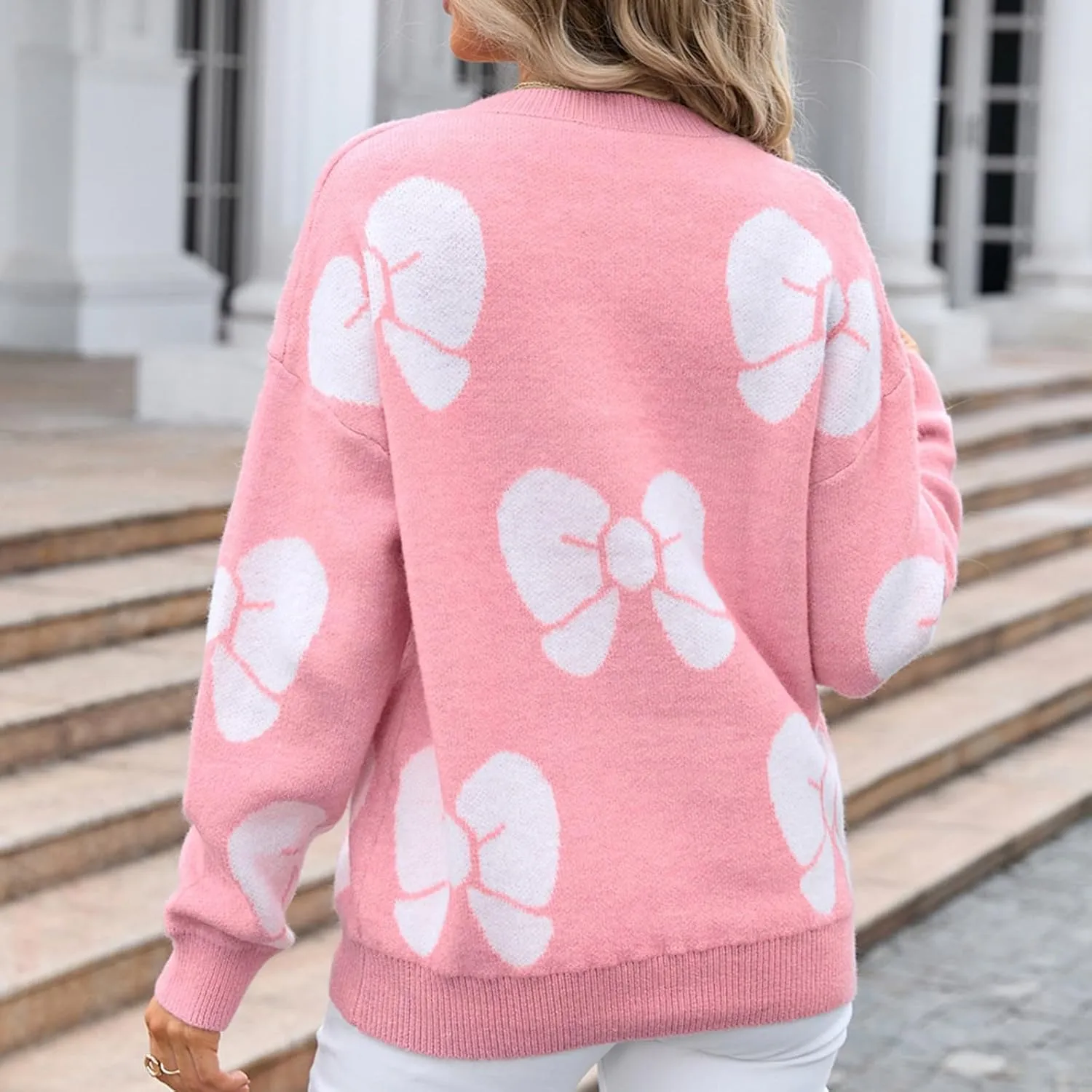 Women's Striped Sweater 2024 Long Sleeve Fall Round Neck Pullover Knit Tops Cute Casual Oversized Casual Y2K Clothes