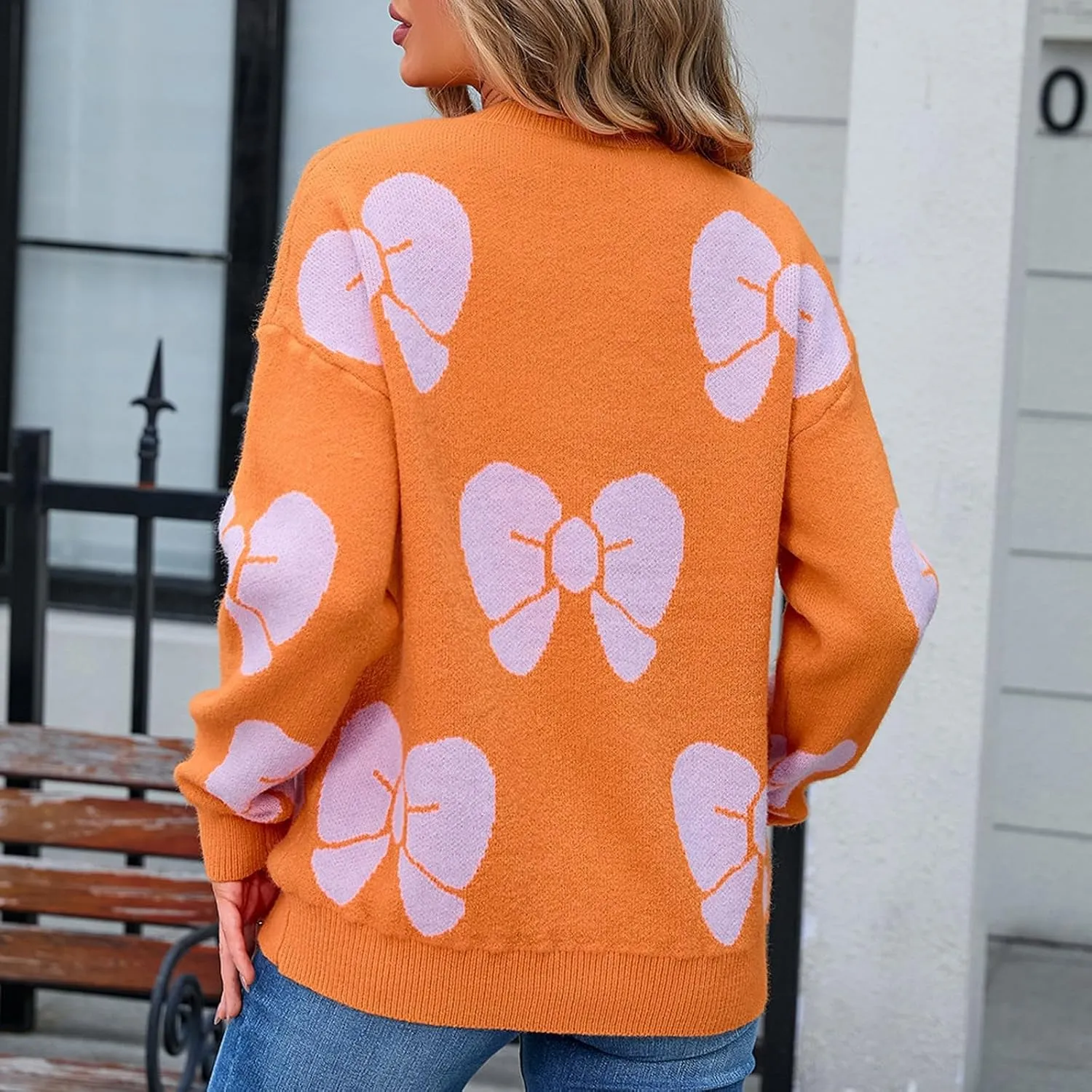 Women's Striped Sweater 2024 Long Sleeve Fall Round Neck Pullover Knit Tops Cute Casual Oversized Casual Y2K Clothes