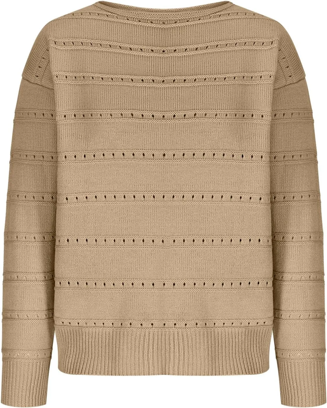 Womens Striped Sweater Casual Ribbed Knit Oversized Sweaters Crewneck Striped Color Block Loose Pullover Cute Tops