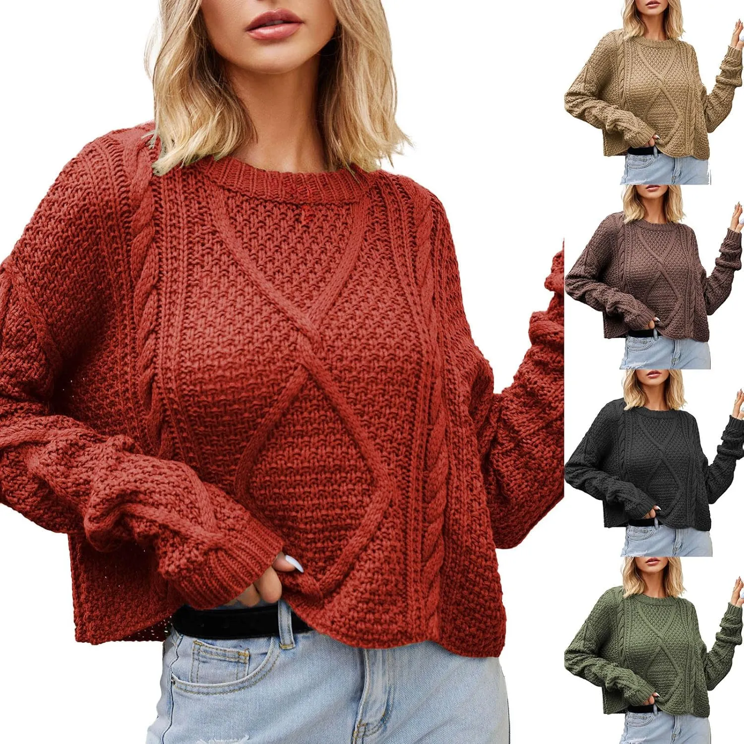 Womens Striped Sweater Casual Ribbed Knit Oversized Sweaters Crewneck Striped Color Block Loose Pullover Cute Tops