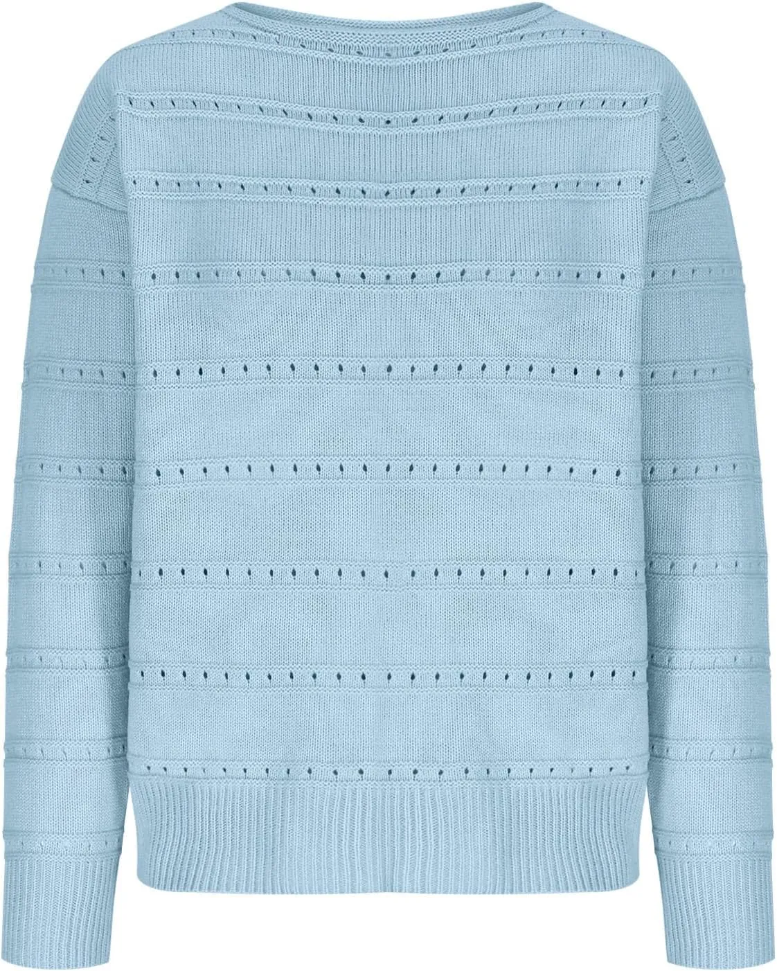 Womens Striped Sweater Casual Ribbed Knit Oversized Sweaters Crewneck Striped Color Block Loose Pullover Cute Tops
