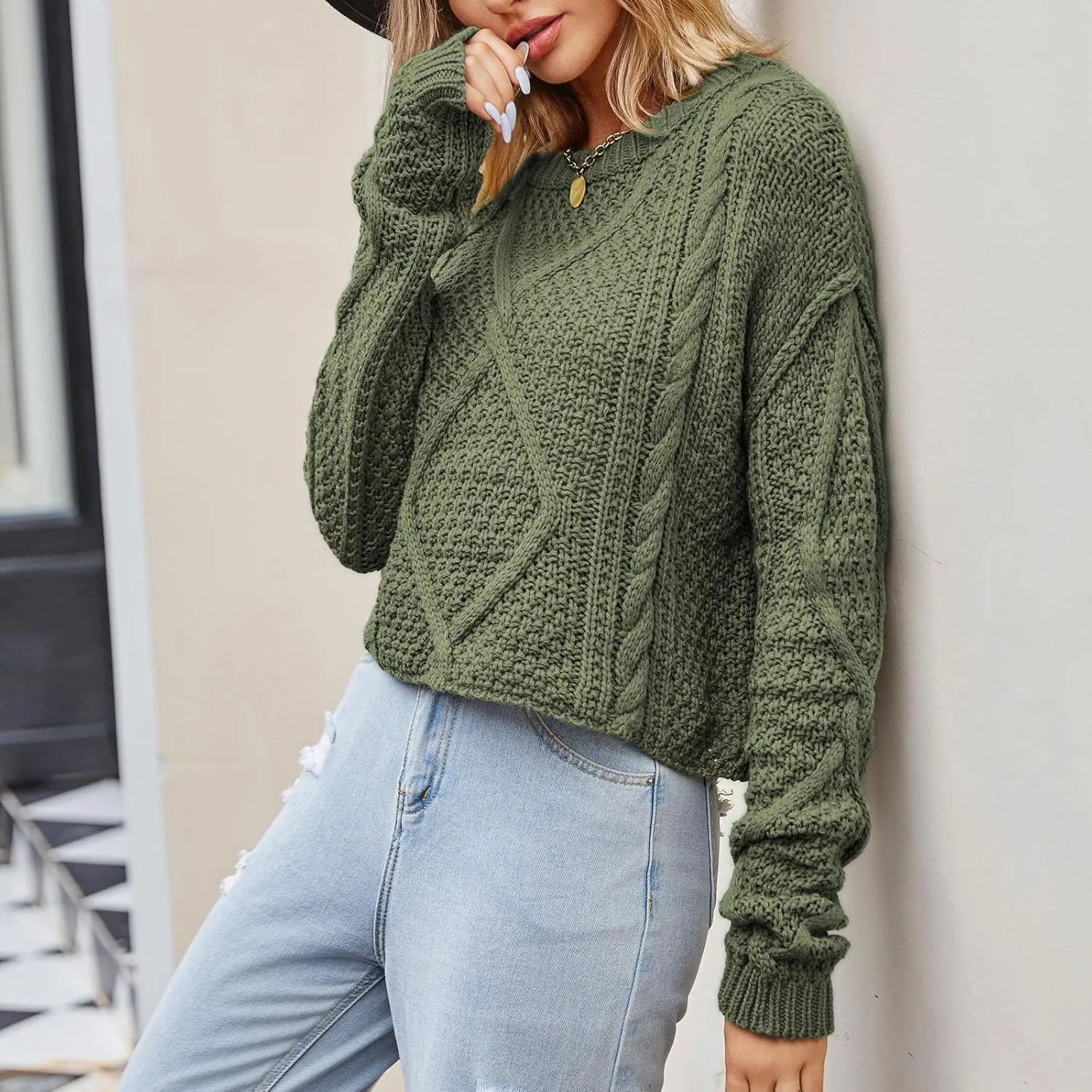 Womens Striped Sweater Casual Ribbed Knit Oversized Sweaters Crewneck Striped Color Block Loose Pullover Cute Tops