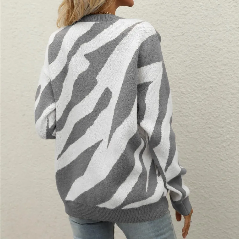 Womens Sweater Top Fall 2024 Oversized Knit Long Sleeve Crochet Pullover Color Block Striped Blouse Tops Boho Clothes