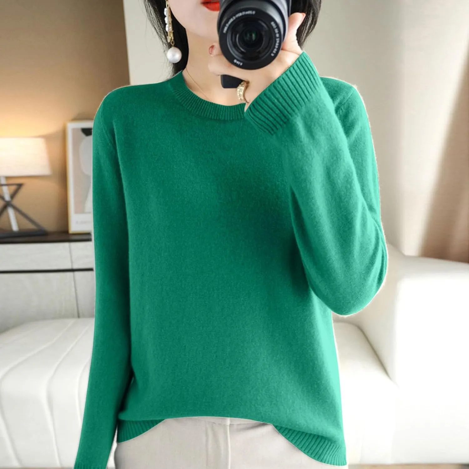 Womens Sweaters Casual Long Sleeve Crewneck Lightweight Knit Pullover Fall Fashion Solid Color Blouse Tops 2024
