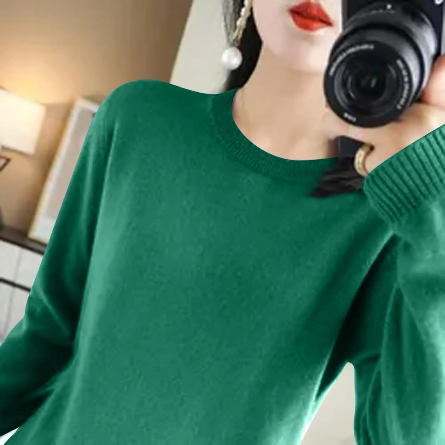 Womens Sweaters Casual Long Sleeve Crewneck Lightweight Knit Pullover Fall Fashion Solid Color Blouse Tops 2024