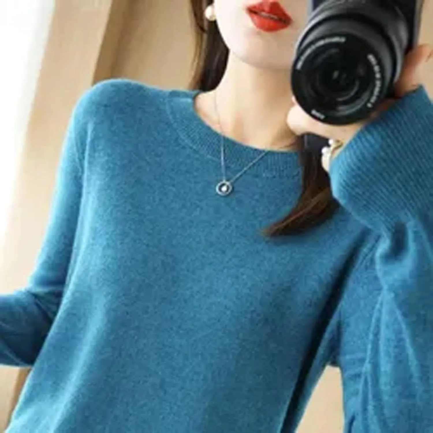 Womens Sweaters Casual Long Sleeve Crewneck Lightweight Knit Pullover Fall Fashion Solid Color Blouse Tops 2024