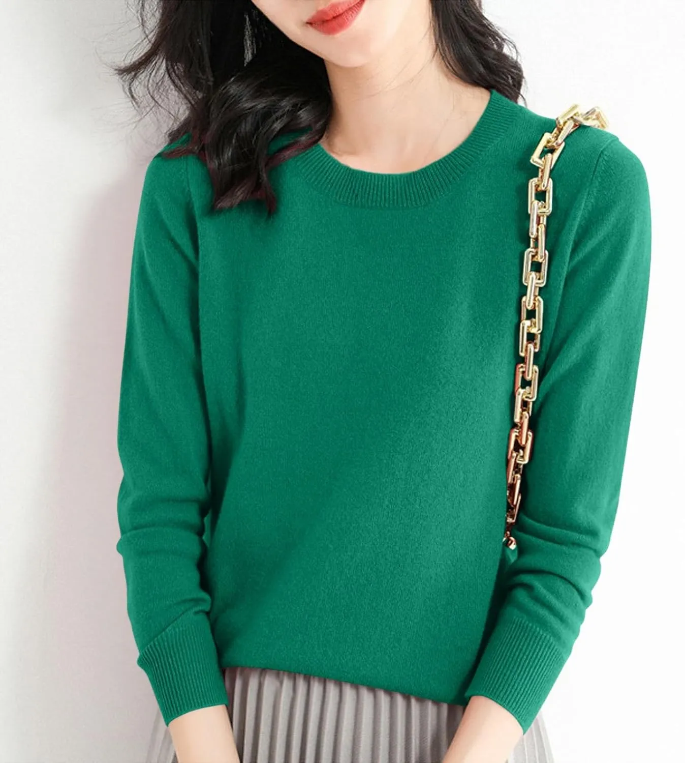Womens Sweaters Casual Long Sleeve Crewneck Lightweight Knit Pullover Fall Fashion Solid Color Blouse Tops 2024