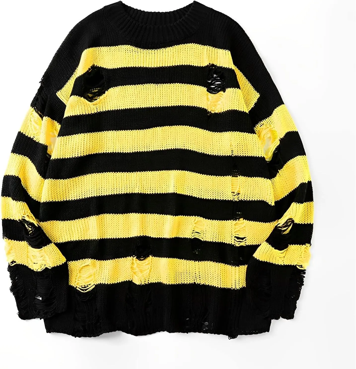 Womens Sweaters Long Sleeve Crew Neck Sweater Top Striped Oversized Pullover for Women 2024 Fall Casual Outfits