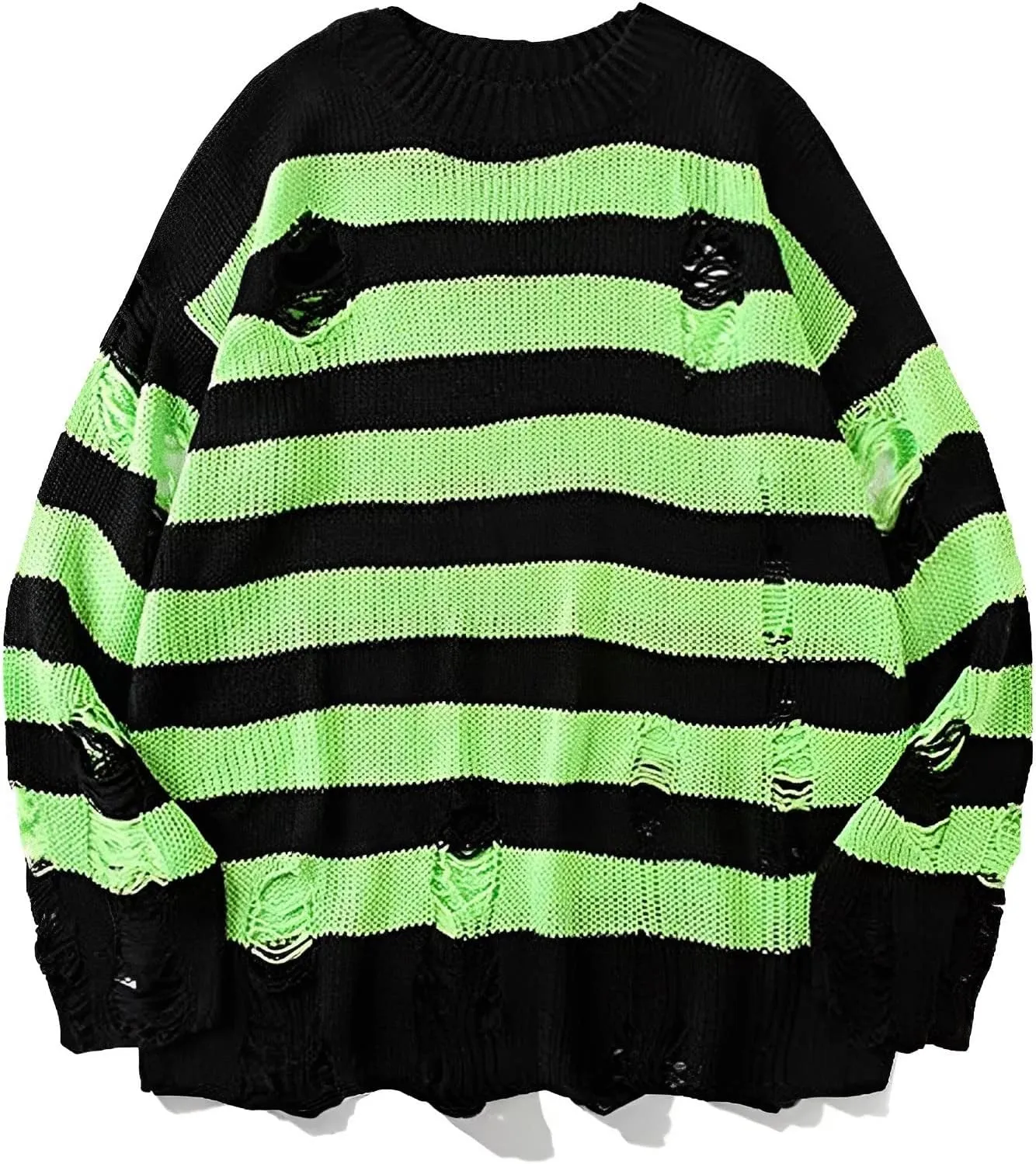 Womens Sweaters Long Sleeve Crew Neck Sweater Top Striped Oversized Pullover for Women 2024 Fall Casual Outfits