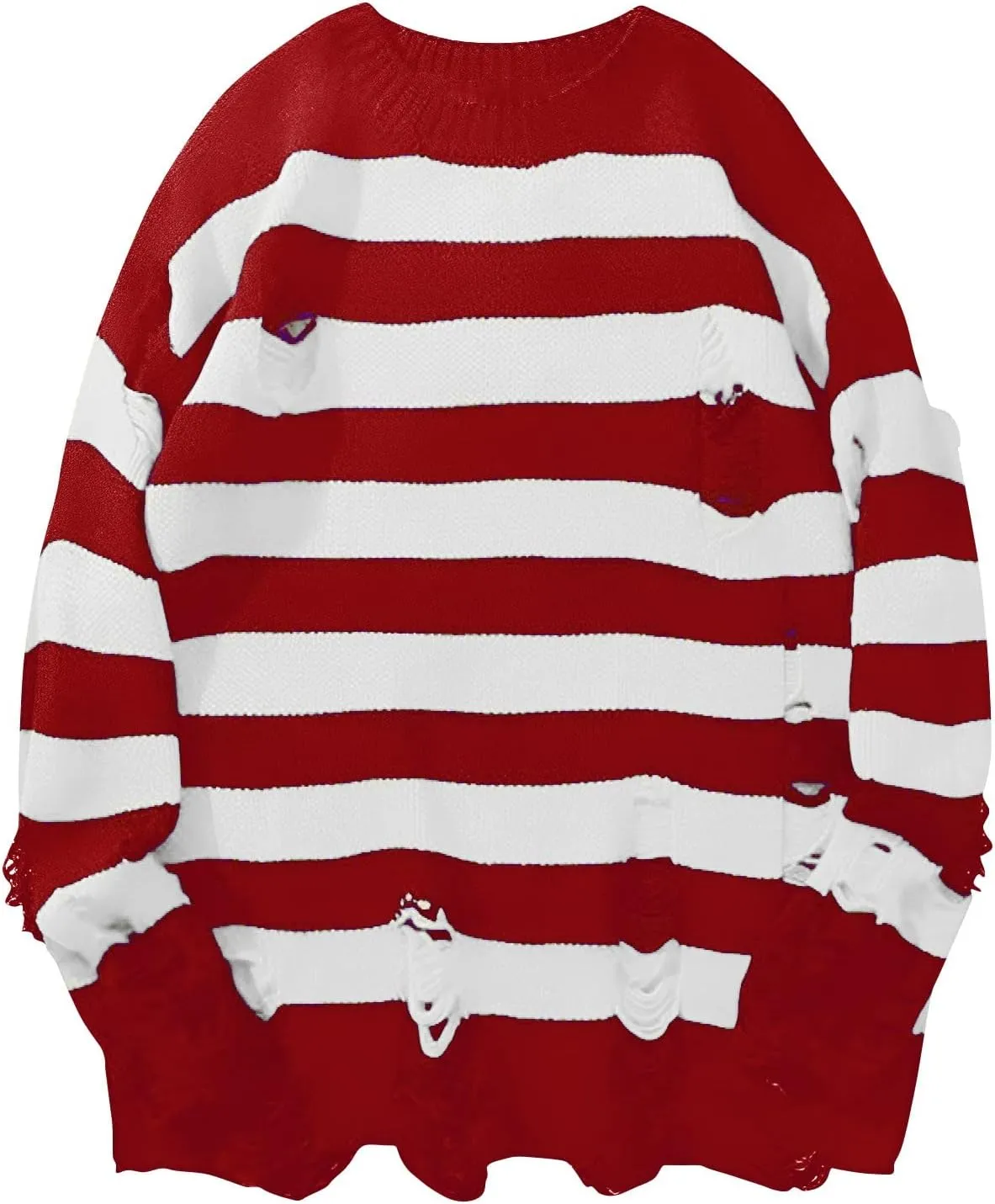 Womens Sweaters Long Sleeve Crew Neck Sweater Top Striped Oversized Pullover for Women 2024 Fall Casual Outfits
